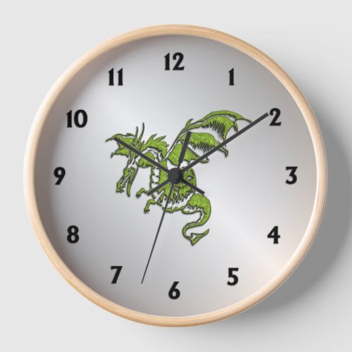 Green Dragon on Silver Clock