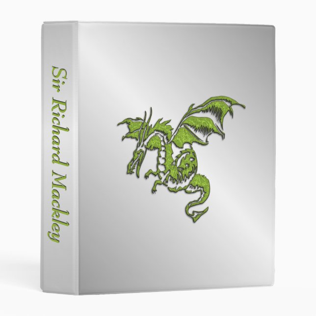 Green Dragon on Silver Mini Binder (Front/Spine)