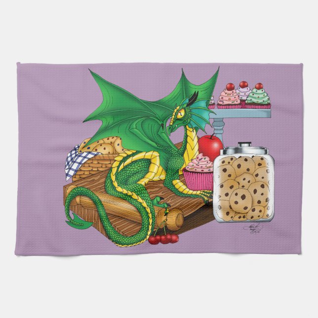 Green Dragon Pastry Chef Kitchen Towel (Horizontal)