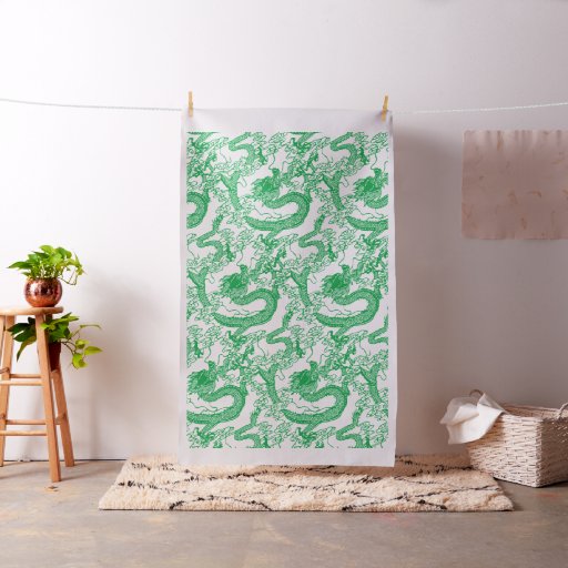 Green Dragon Pattern Fabric