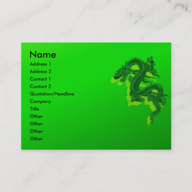 Green Dragon Profile Card (Front)