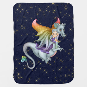 Green Dragon Rider Faery Pixel Art Baby Blanket