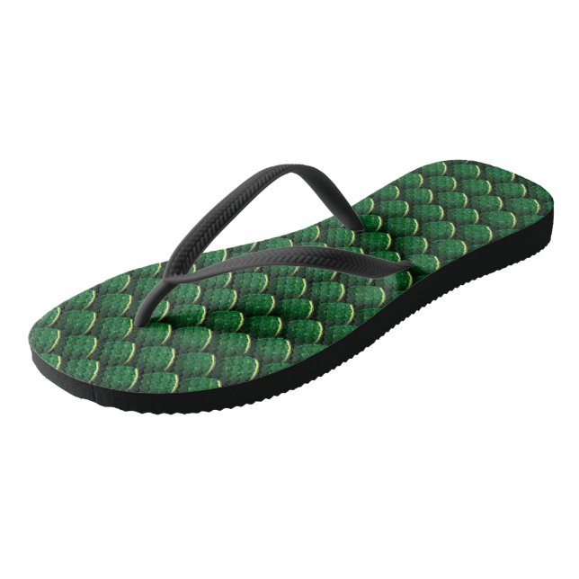 Green Dragon Scale Flip Flops (Angled)