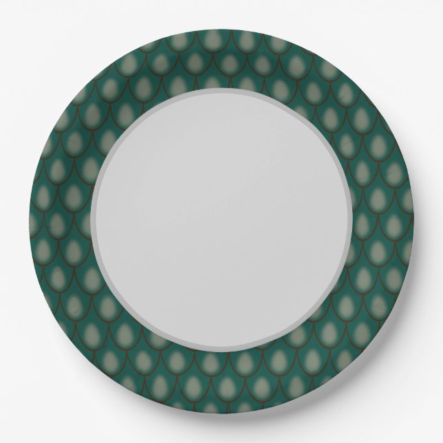 Green Dragon Scale Paper Plates (Front)