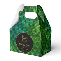 Green Dragon Scales Gold Birthday Thank You Favor Boxes