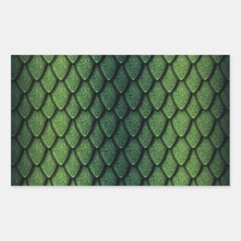 Green Dragon Scales Rectangular Sticker by SteelCrossGraphics at Zazzle