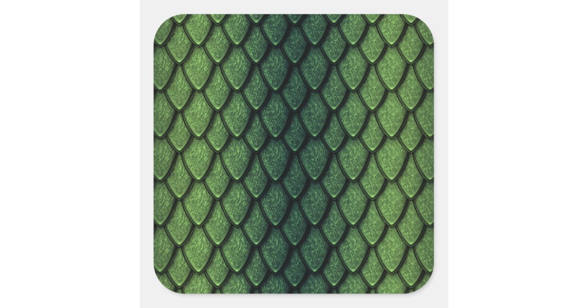 Green Dragon Scales Square Sticker | Zazzle