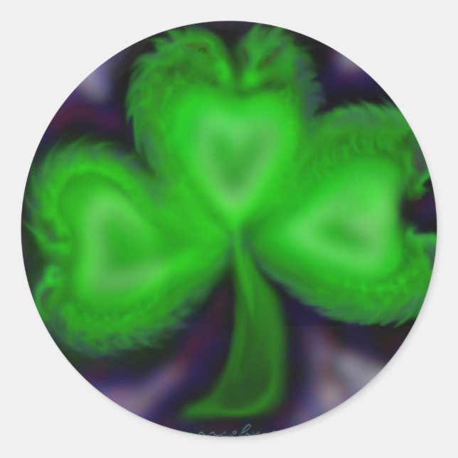 Green Dragon Shamrock Classic Round Sticker (Front)