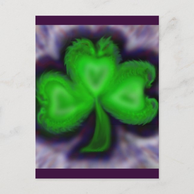 Green dragon shamrock postcard (Front)