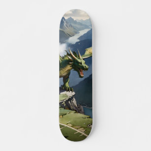 Green Dragon Skateboard on a Cliff