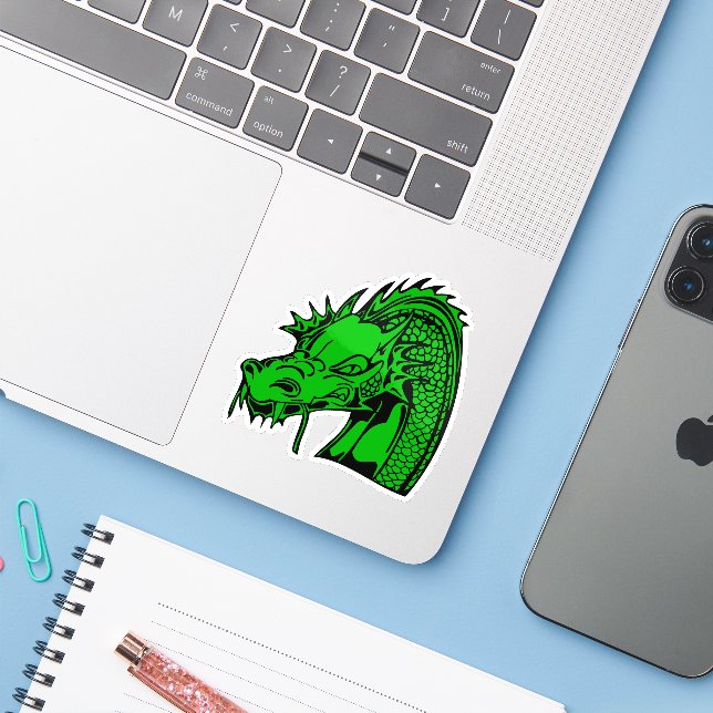  Green dragon Sticker (Laptop w/ iPhone)