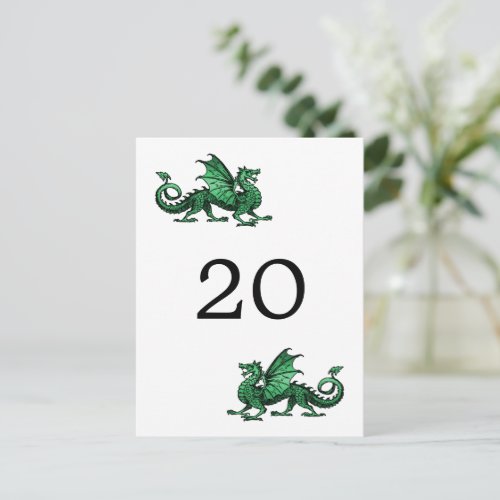 Green Dragon Table Number Postcard