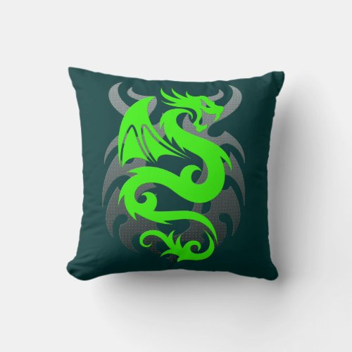 Green Dragon Throw Pillow