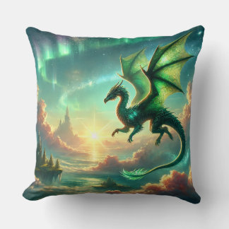 Green Dragon Throw Pillow