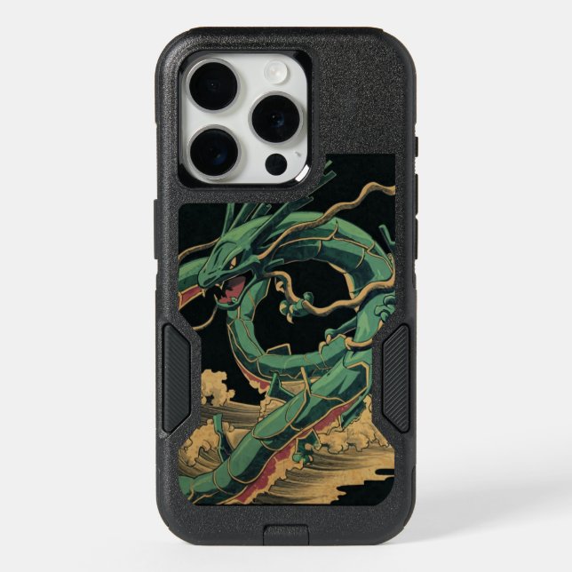 Green Dragon ukyo e otterbox iPhone 15 Pro Case (Back)
