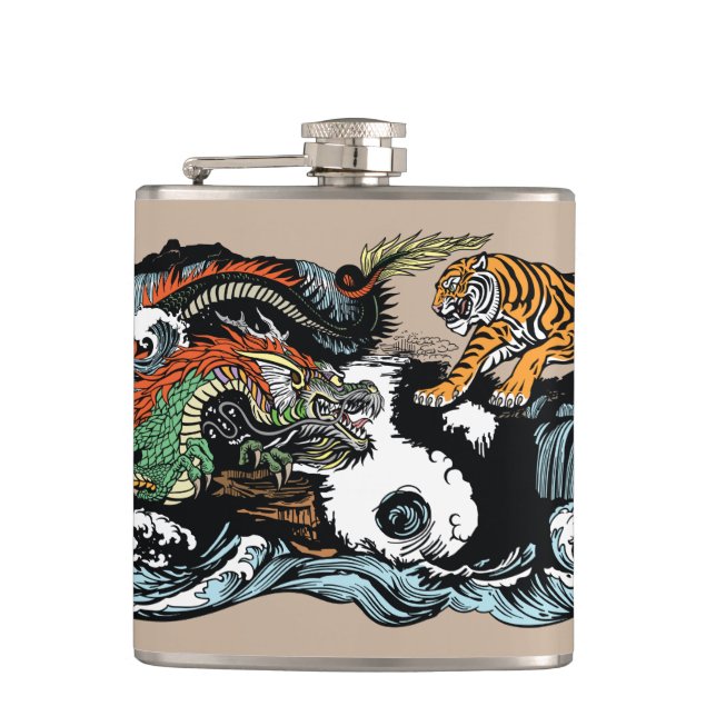Green Dragon versus Tiger Flask (Front)