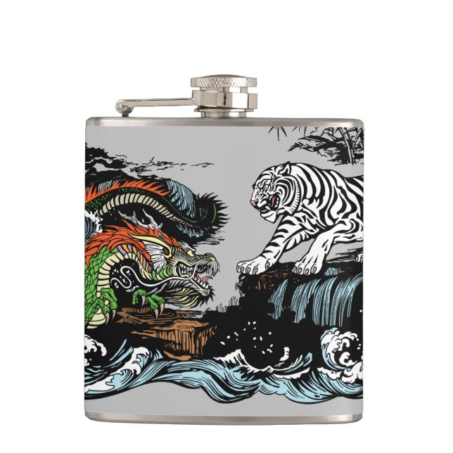 Green Dragon versus White Tiger Flask (Front)