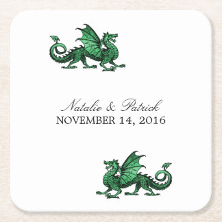 Green Dragon Wedding Paper Coasters