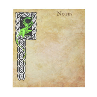 Green Dragon With Celtic Border Notepad