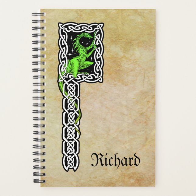 Green Dragon With Celtic Border Personalized Planner (Front)