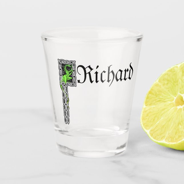 Green Dragon With Celtic Border Personalized Shot Glass (Front)