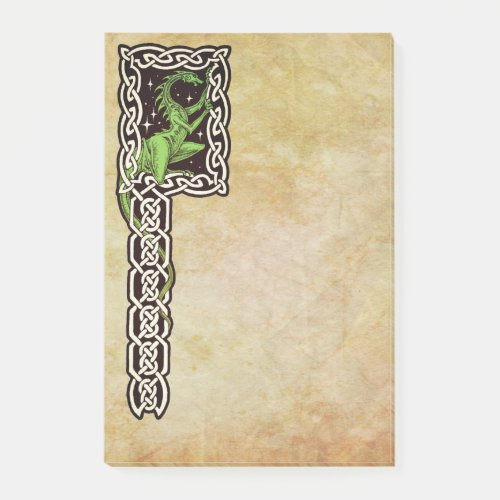 Green Dragon With Celtic Border  Post_it Notes