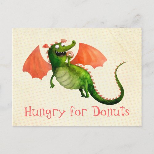 Green Dragon with Donut Postcard