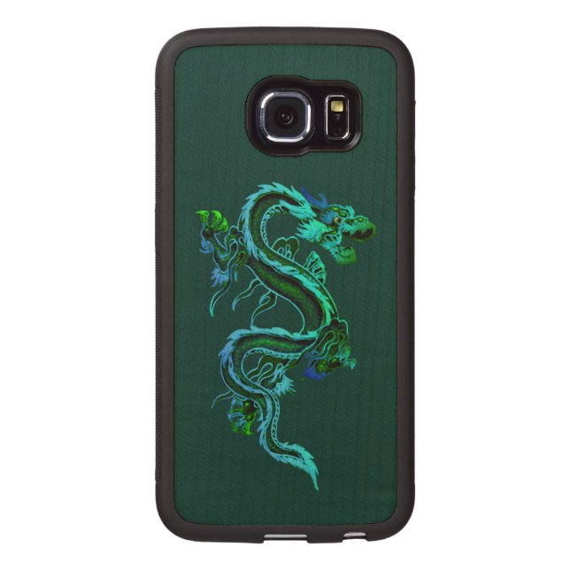 Green Dragon Wooden Samsung Galaxy S6 Edge Case (Back)