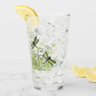 Green Dragonflies Drinking Glass