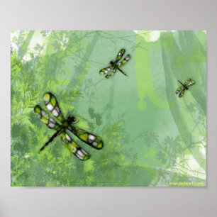 Green Dragonflies Print