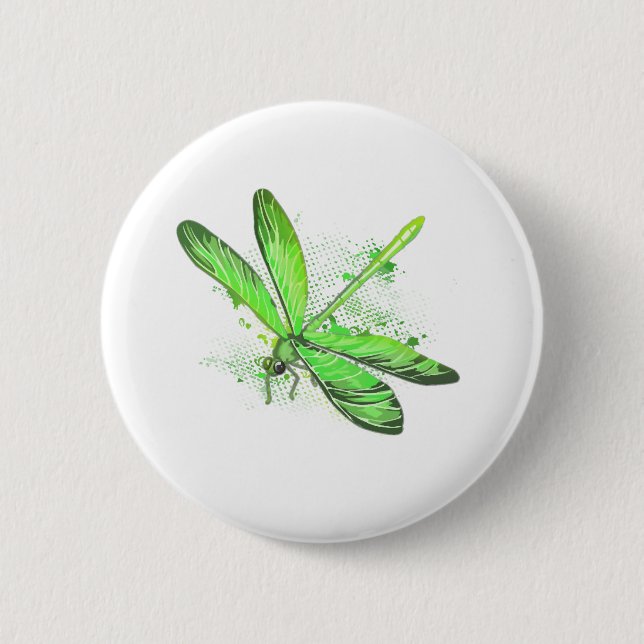 Green Dragonfly  Button (Front)