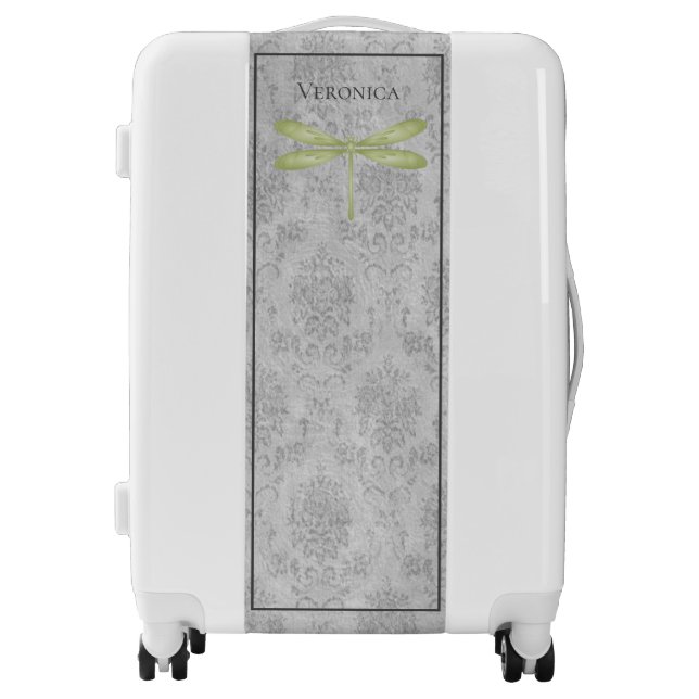 Green Dragonfly Damask Luggage (Front)
