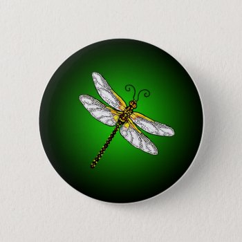 Green Dragonfly Dragonflies Button by AutumnRoseMDS at Zazzle