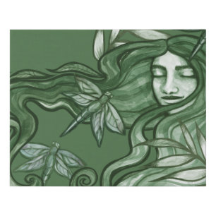 Green Dragonfly Goddess Art Dragonflies            Faux Canvas Print