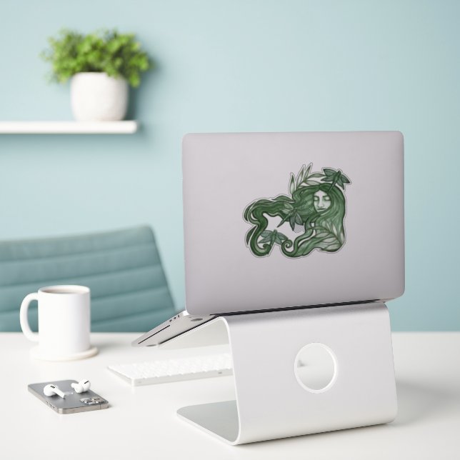 Green Dragonfly Goddess Art Dragonflies            Sticker (Laptop On Desk)