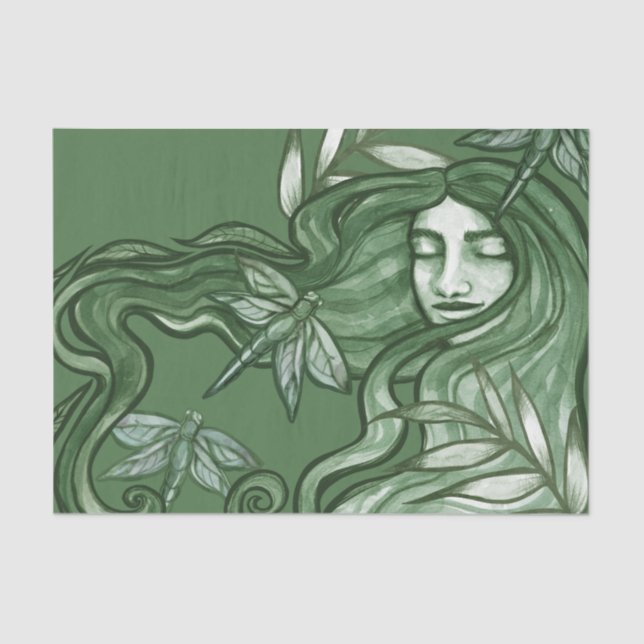 Green Dragonfly Goddess Art Dragonflies            Tissue Paper (Front)