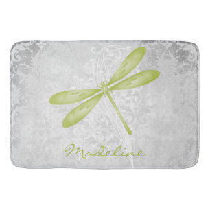 Green Dragonfly Personalized Bath Mat