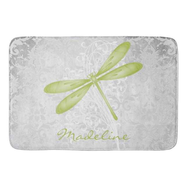 Green Dragonfly Personalized Bath Mat (Front)