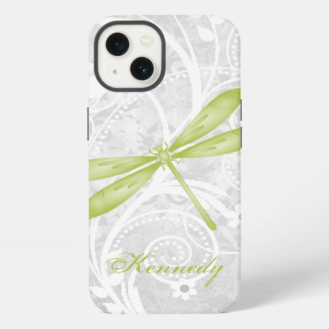 Green Dragonfly Personalized Iphone Case (Back)