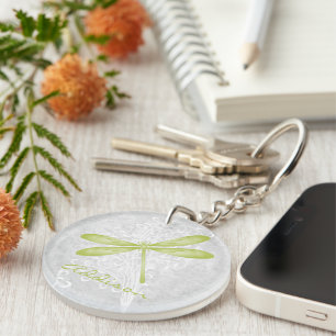 Green Dragonfly Personalized Keychain