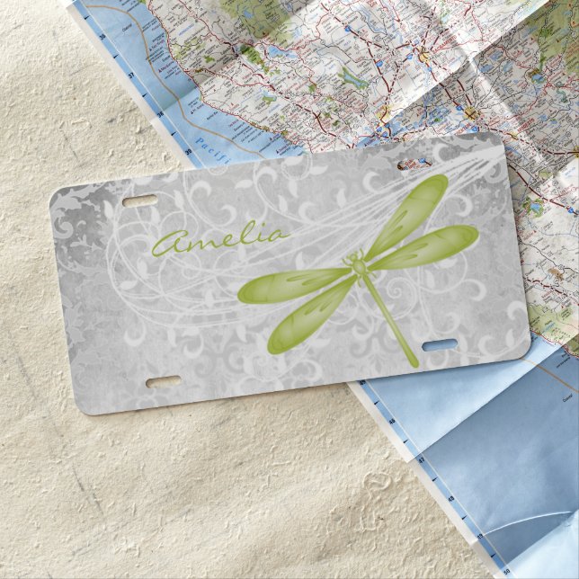Green Dragonfly Personalized License Plate (In Situ)