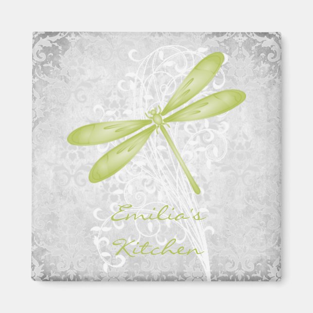 Green Dragonfly Personalized Magnet (Front)