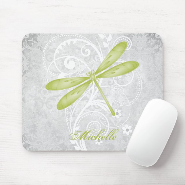 Green Dragonfly Personalized Mouse Pad (With Mouse)