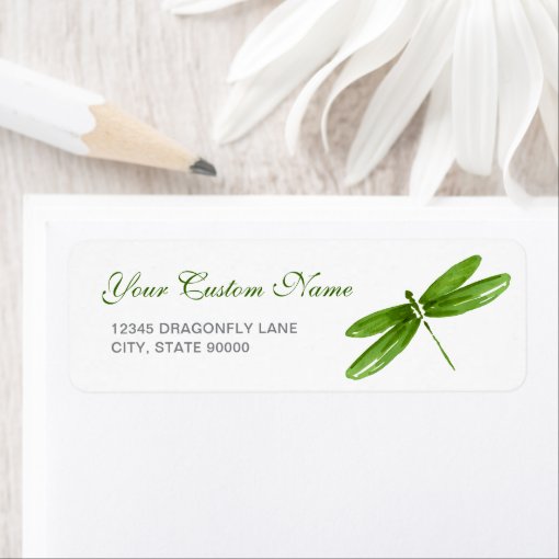 Green Dragonfly Return Address Labels Template Zazzle