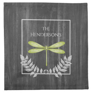 Green Dragonfly Rustic Cloth Napkin
