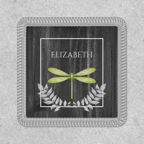 Green Dragonfly Rustic Personalized Patch