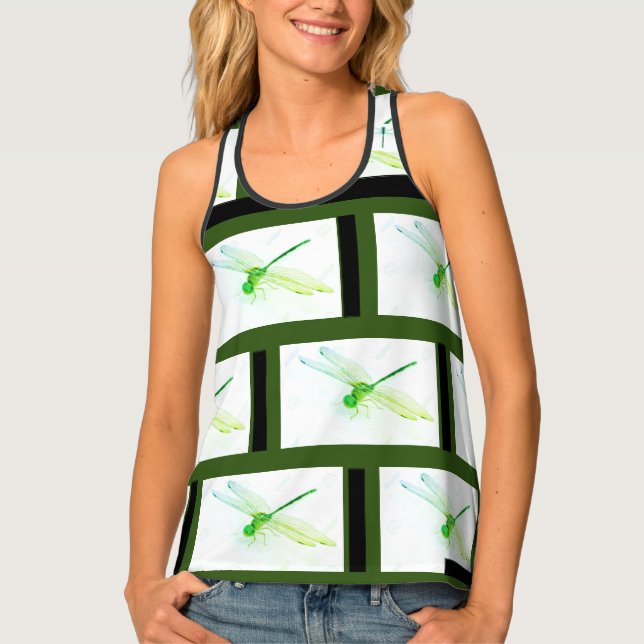Green Dragonfly Tank Top (Front)