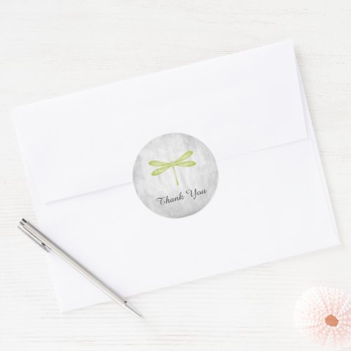 Green Dragonfly Thank You Stickers