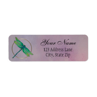 Green Dragonfly w/ Gold Ring Return Address Label