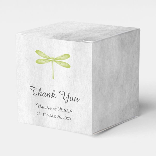 Green Dragonfly Wedding Favor Boxes (Front Side)
